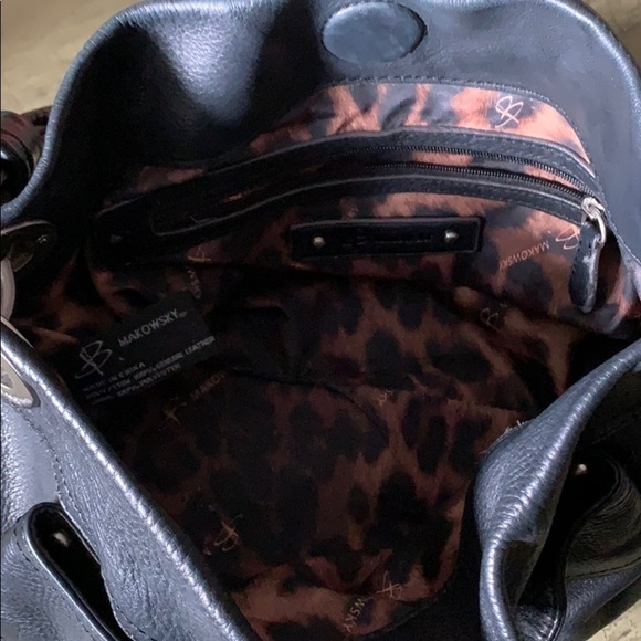 B. Makowsky Black Leather Hobo/Shoulder Bag - Picture 6 of 16